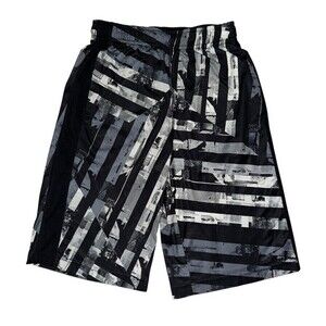 Nike Dri Fit Boys YOUTH L Black Print Basketball Shorts Drawstring 23 x 11 EUC
